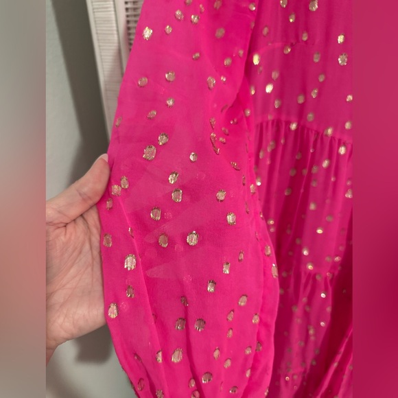 Sarita Silk Swing Dress Lilly Pulitzer size 8 - Neon Pink Clip Dot - Picture 3 of 5